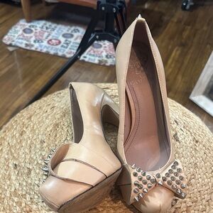 Vince Camuto Tan Studded Heels